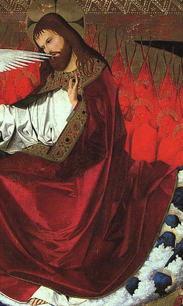 CHARONTON, Enguerrand The Coronation of the Virgin, detail: Jesus hjg Sweden oil painting art